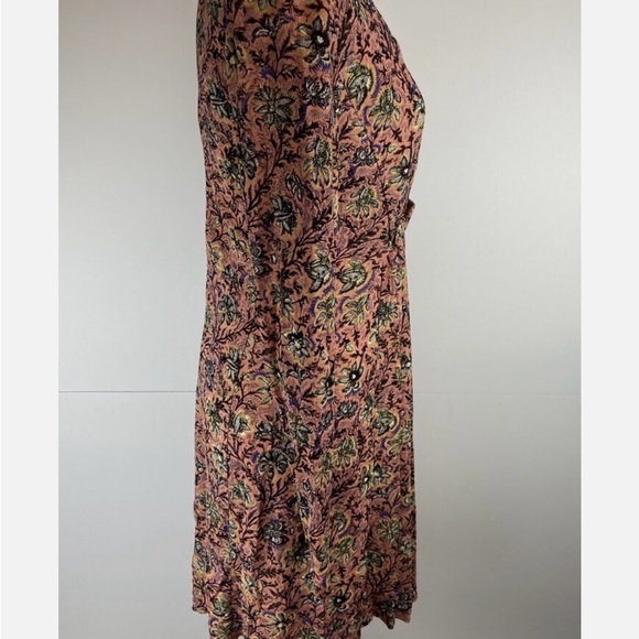 Balenciaga Red Pleated Tie Front Long Sleeve Dress - Picture 2 of 10